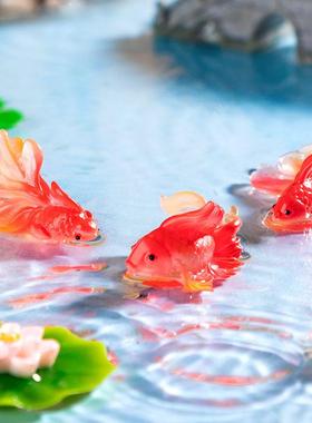 微景观创意可爱小鱼锦鲤金鱼水族箱鱼缸生态瓶造景装饰小动物摆件