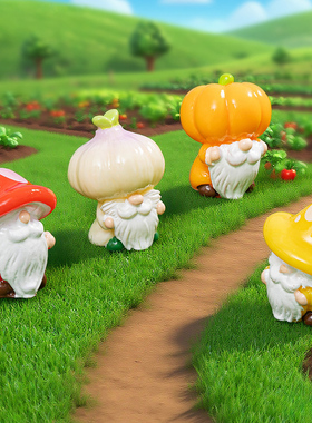 微景观树脂蘑菇蔬菜精灵小人摆件
