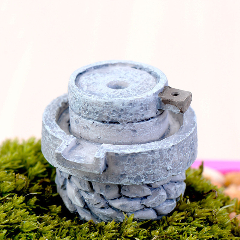 微景观小摆件可爱卡通装饰田园仿真石磨创意手工造景摆设盆栽装饰