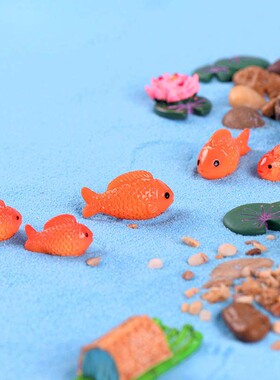 微景观生态瓶造景动物小鱼摆件大小红鱼装饰鱼缸树脂荷花荷叶摆设