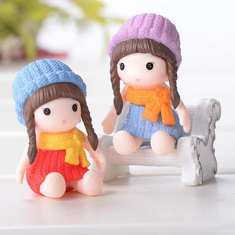 微景观花盆小摆件装饰品盆栽创意摄影可爱女孩小人摆设四色帽公仔