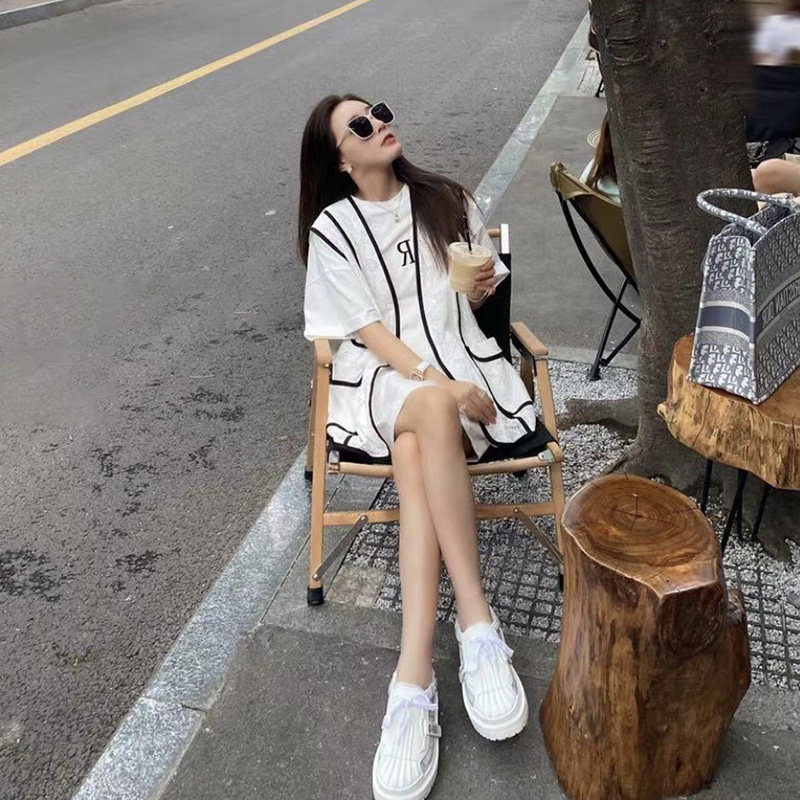 钩花马甲女夏薄款t恤两件套中长款套装外搭夏坎肩蕾丝小香风法式
