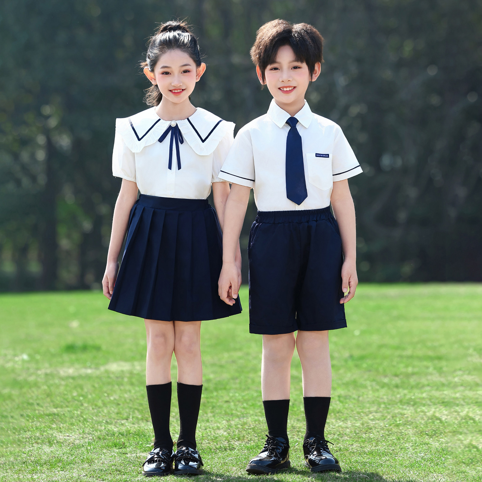 短袖英伦风儿童校服套装男女小学生幼儿园园服演出服毕业照表演服