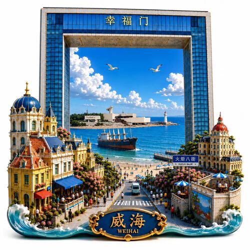 山东威海金属冰箱贴2026新款浮雕磁贴旅游纪念品文创伴手礼装饰品