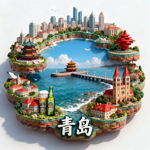 青岛文创冰箱贴2026新款金属浮雕磁贴青岛啤酒旅游纪念品伴手礼物