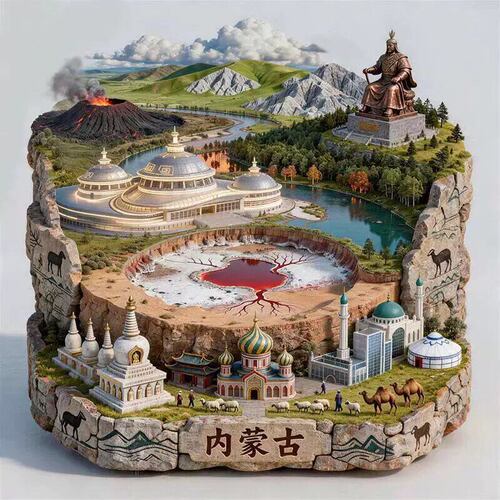 内蒙古文创冰箱贴2026新款金属浮雕磁贴内蒙古旅游纪念品伴手礼