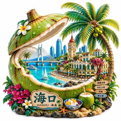 海南海口文创冰箱贴2026新款金属浮雕磁贴城市纪念品文创伴手礼物