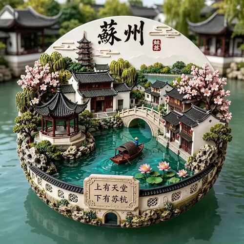 苏州园林冰箱贴2026新款金属浮雕磁贴旅游纪念品文创伴手礼物装饰