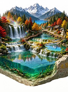 九寨沟文创冰箱贴2026新款立体浮雕磁贴五花海旅游纪念品伴手礼