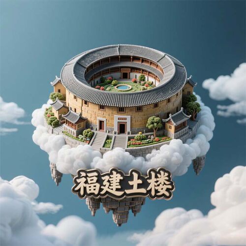 福建土楼文创冰箱贴立体金属浮雕磁贴装饰品旅游纪念品伴手礼物