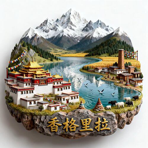云南香格里拉冰箱贴2026新款金属浮雕磁贴云南旅游纪念品伴手礼物