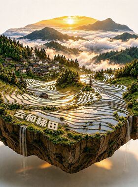 云和梯田云海金属3d立体浮雕冰箱贴旅游城市纪念品文创伴手礼装饰