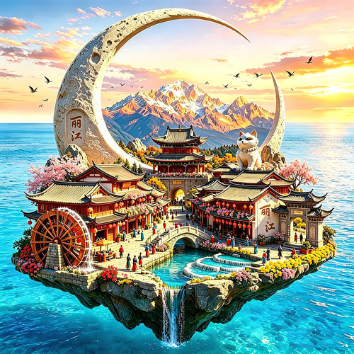 丽江蓝月谷金属冰箱贴立体浮雕磁贴云南旅游纪念品文创伴手礼装饰