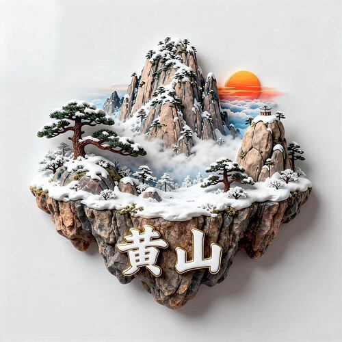 黄山悬浮冰箱贴2026新款金属立体浮雕磁贴旅游纪念品文创伴手礼