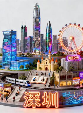 深圳摩天轮冰箱贴2026新款3D立体悬浮磁贴深圳旅游纪念品伴手礼