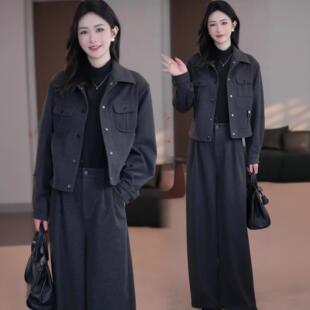 2025秋季洋气减龄开衫长袖短款外套百搭气质时尚休闲套装女两件套