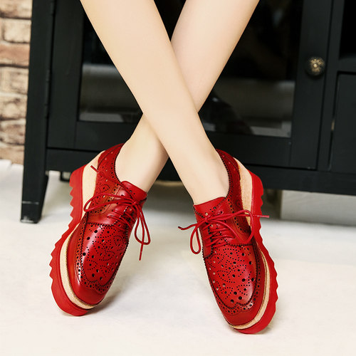 欧美2024夏新款厚底女镂空松糕鞋