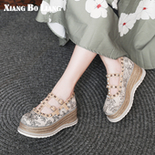 国风新中式 玛丽珍鞋 坡跟罗马单鞋 XIANGBOLIAN 女士松糕厚底小皮鞋