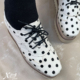 XIANGBOLIAN7厘米增高厚底单鞋 子女士黑白波点高级感休闲坡跟单鞋