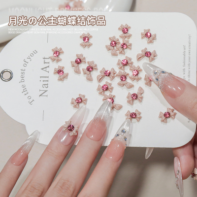 网红爆款月光公主蝴蝶结美甲饰品甜美仙女风蝴蝶结指甲钻配饰钻