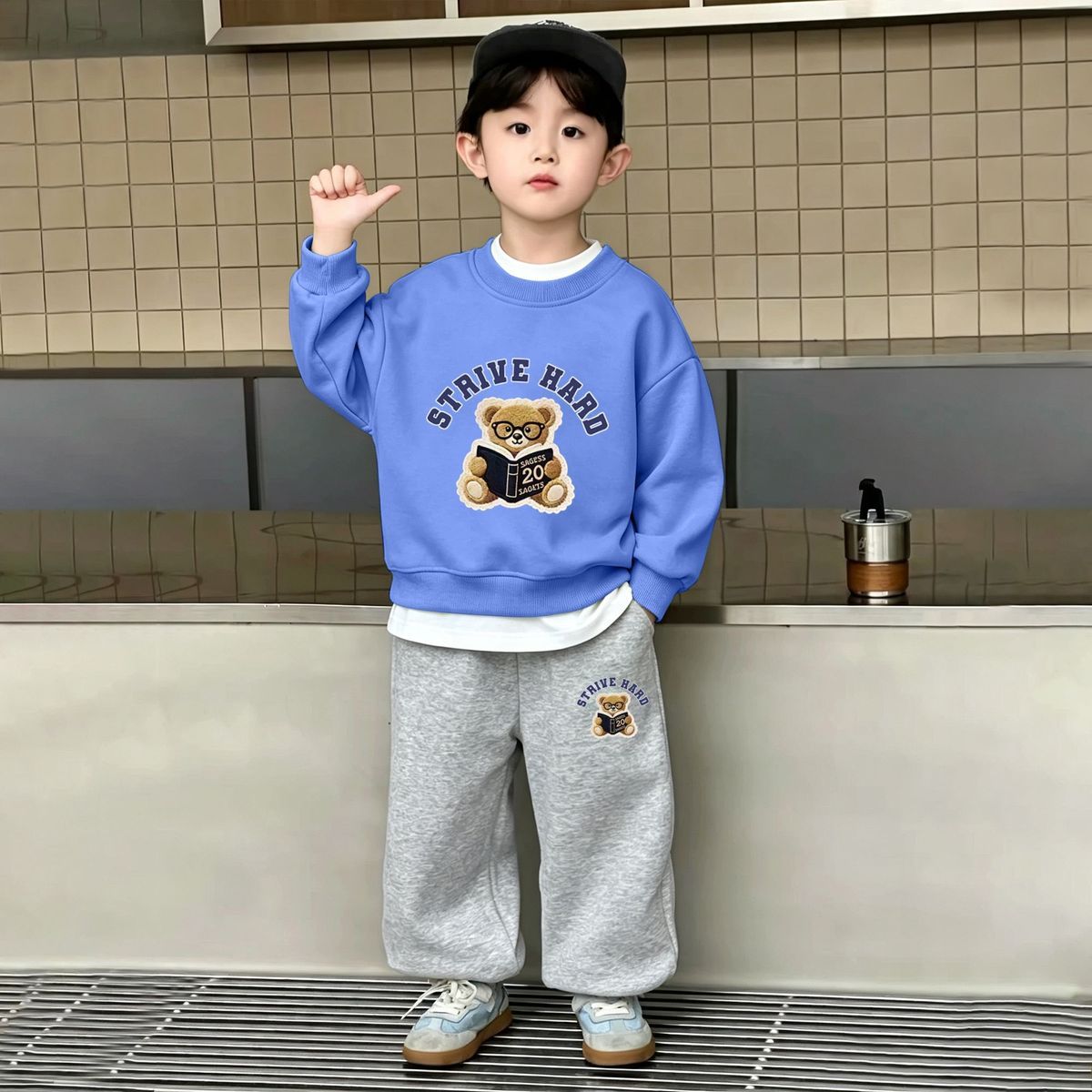 男童春秋纯棉卫衣两件套