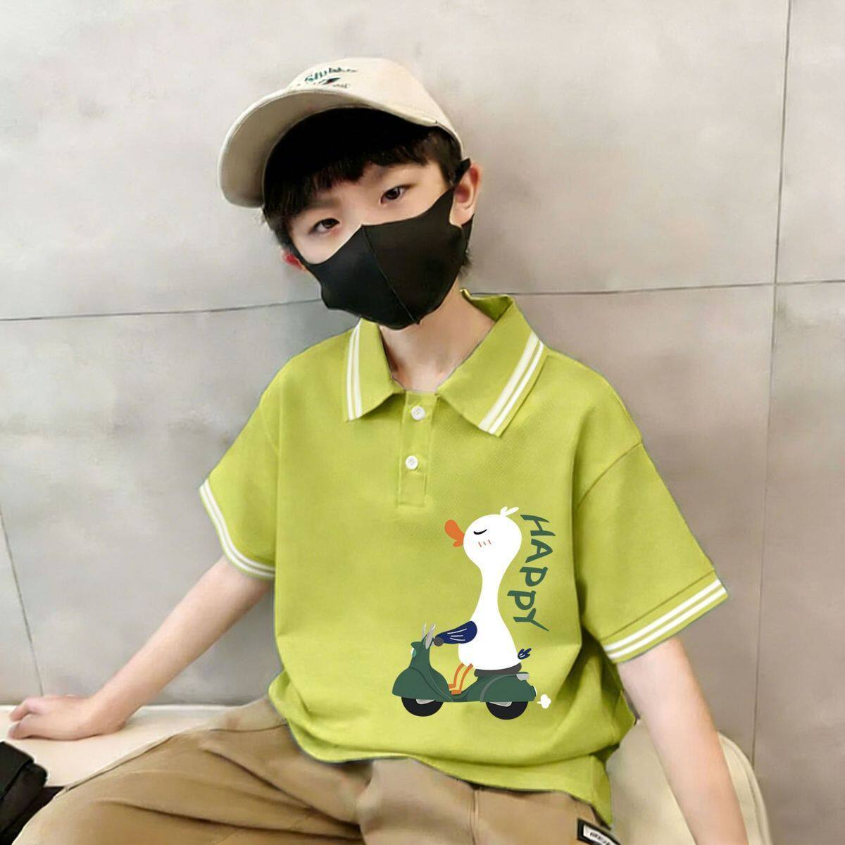 2026新款儿童夏短袖POLO衫男童帅气卡通双杆翻领衫宝宝半袖T恤夏