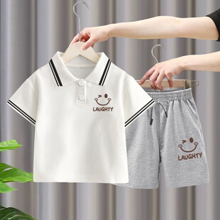 男童夏装套装2025新款帅气男孩中大儿童夏季短袖POLO衫时髦炸街潮