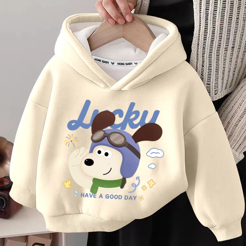 男童加绒连帽卫衣一体绒秋冬套头衫2025新款中小童卡通帅气上衣潮