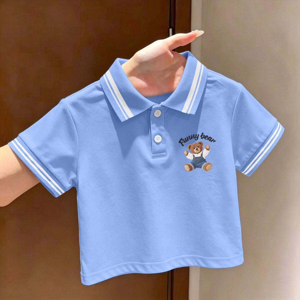 男童夏季宽松卡通POLO衫新款