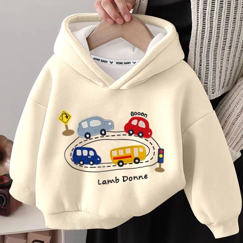 男童卫衣冬季卡通宝宝冬装保暖加绒帽衫儿童冬款加厚休闲韩版上衣