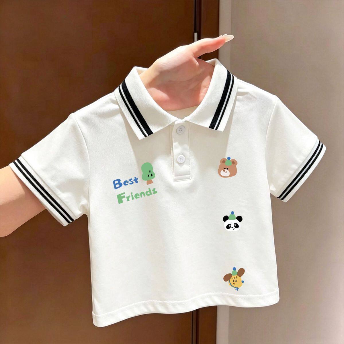 男童夏季T恤短袖polo衫2026新款儿童中童男大童男孩翻领拼色半袖