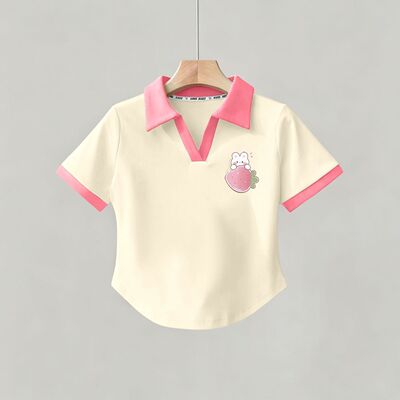 女童夏季纯棉翻领POLO衫卡通