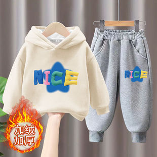 女童套装冬装2024新款女宝宝洋气时髦两件套中小童冬季加绒儿童装
