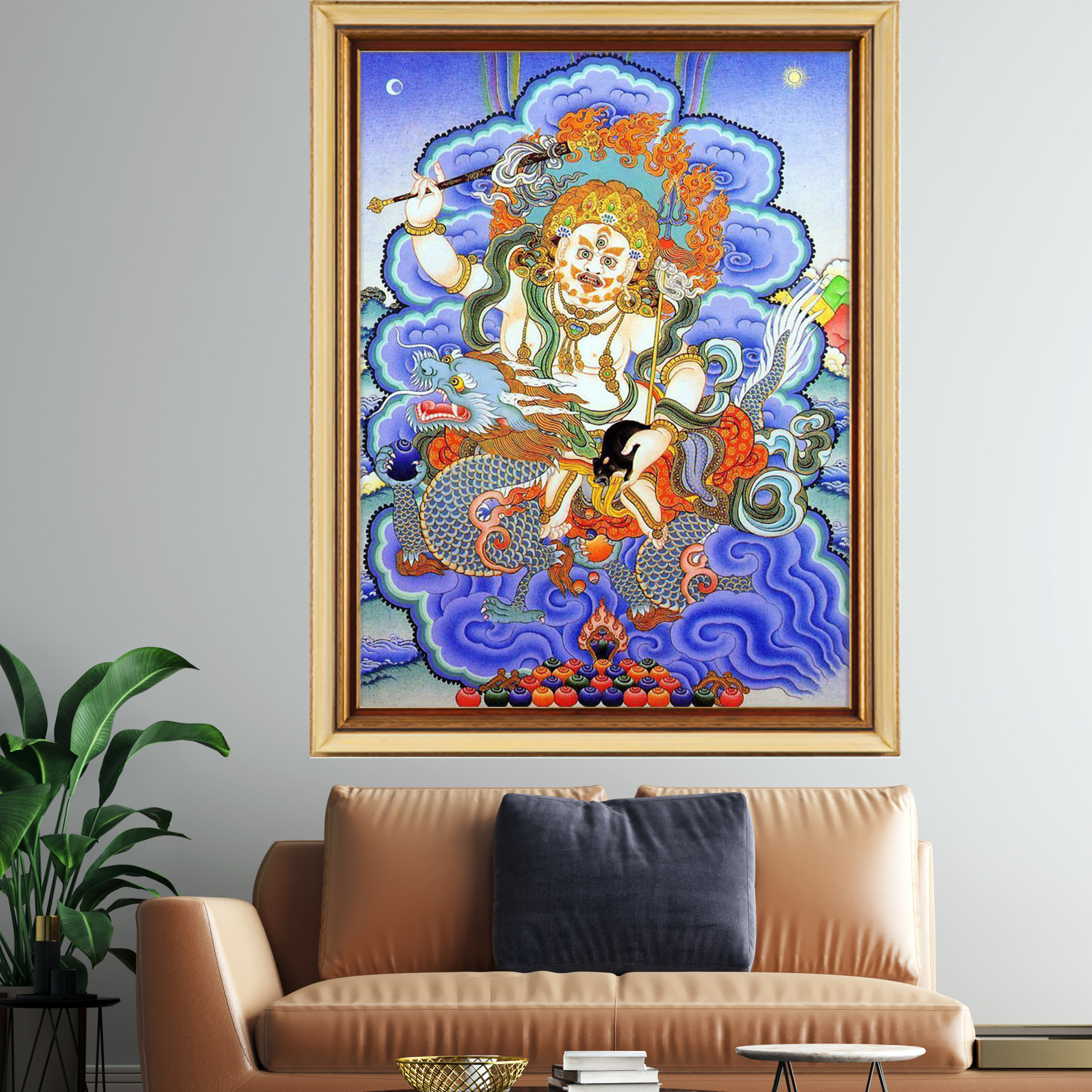高清精准印花正品启缘十字绣唐卡白财神客厅书房门厅挂画棉线丝线