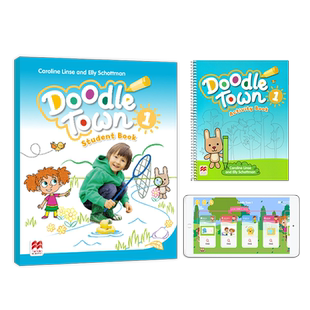 【进口直营】原版进口 原版进口 涂鸦小镇 麦克米伦幼儿英语 Doodle town 学生教材（含课本，练习册）1级别 赠送IPAD激活码