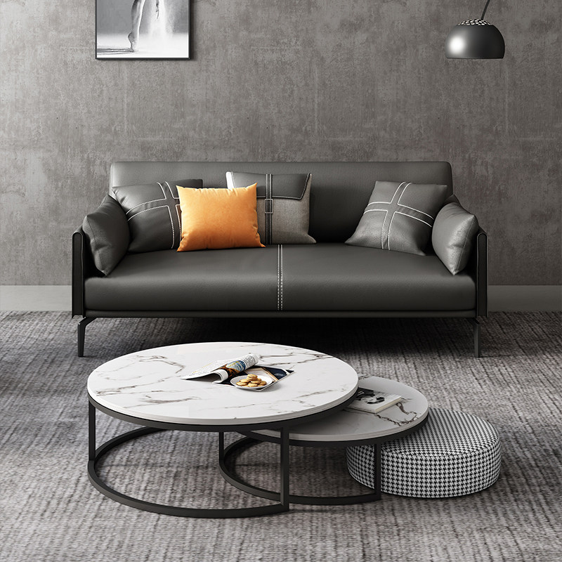 新品办公沙发现代简接办待会客洽谈区沙发茶几组合务真商皮公室沙