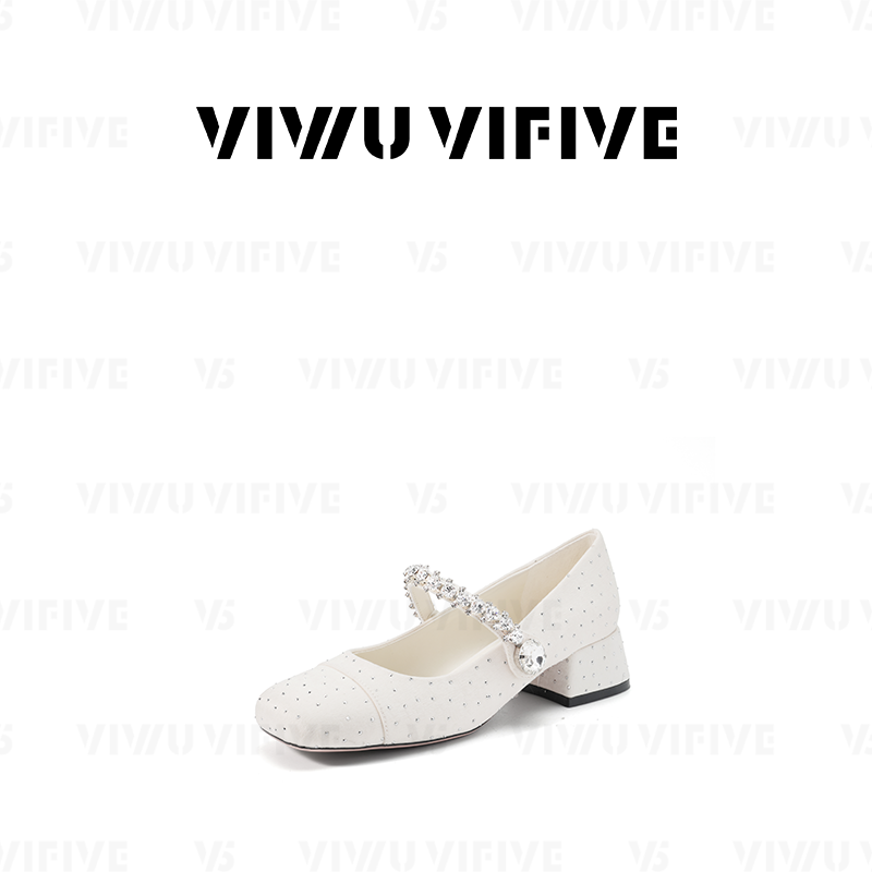 V5 VIWU·VIFIVE「绾星」粗跟女鞋法式小香风水钻高跟玛丽珍单鞋,女鞋,浅口单鞋,淘宝优惠券,粉丝福利购,淘宝优惠卷