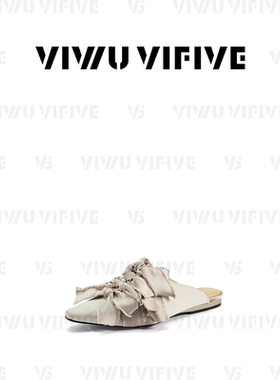 V5 VIWU·VIFIVE「琉璃」穆勒鞋休闲复古蝴蝶结尖头平底懒人半拖