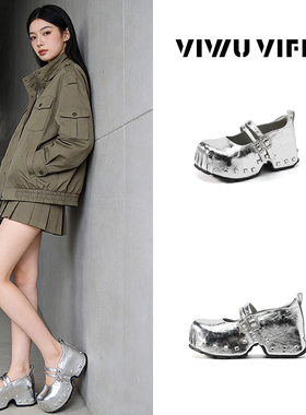 V5 VIWU·VIFIVE「影芒」玛丽珍鞋气质复古水钻小个子增高厚底鞋