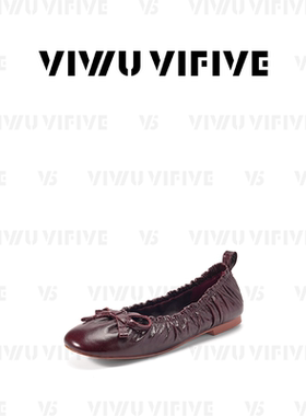 V5 VIWU·VIFIVE「云舒」单鞋法式复古圆头褶皱蝴蝶结浅口女鞋子