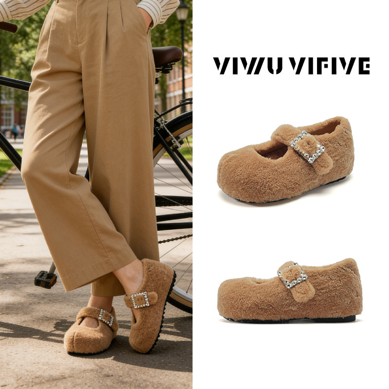 V5 VIWU·VIFIVE「甜芒」勃肯鞋女加绒内增高水钻扣懒人拖毛毛鞋,女鞋,勃肯鞋/软木鞋,淘宝优惠券,粉丝福利购,淘宝优惠卷