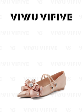 V5 VIWU·VIFIVE「锦缎」尖头单鞋内增高法式蝴蝶结水钻浅口女鞋