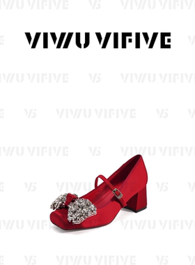 V5 VIWU·VIFIVE「绯缦」高跟鞋法式甜美真丝水钻蝴蝶结玛丽珍鞋