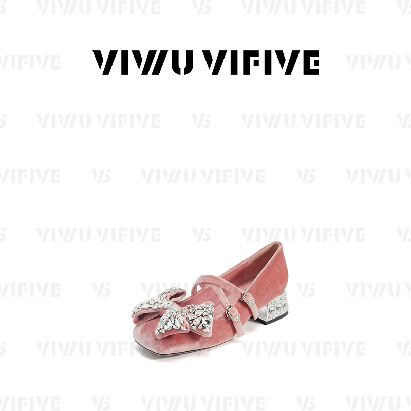 V5 VIWU·VIFIVE「语蝶·高跟」粗跟单鞋公主甜美风水钻玛丽珍鞋,女鞋,玛丽珍鞋,淘宝优惠券,粉丝福利购,淘宝优惠卷
