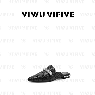 V5 VIWU·VIFIVE「夜菱」穆勒鞋法式气质水钻带尖头一脚蹬半拖鞋