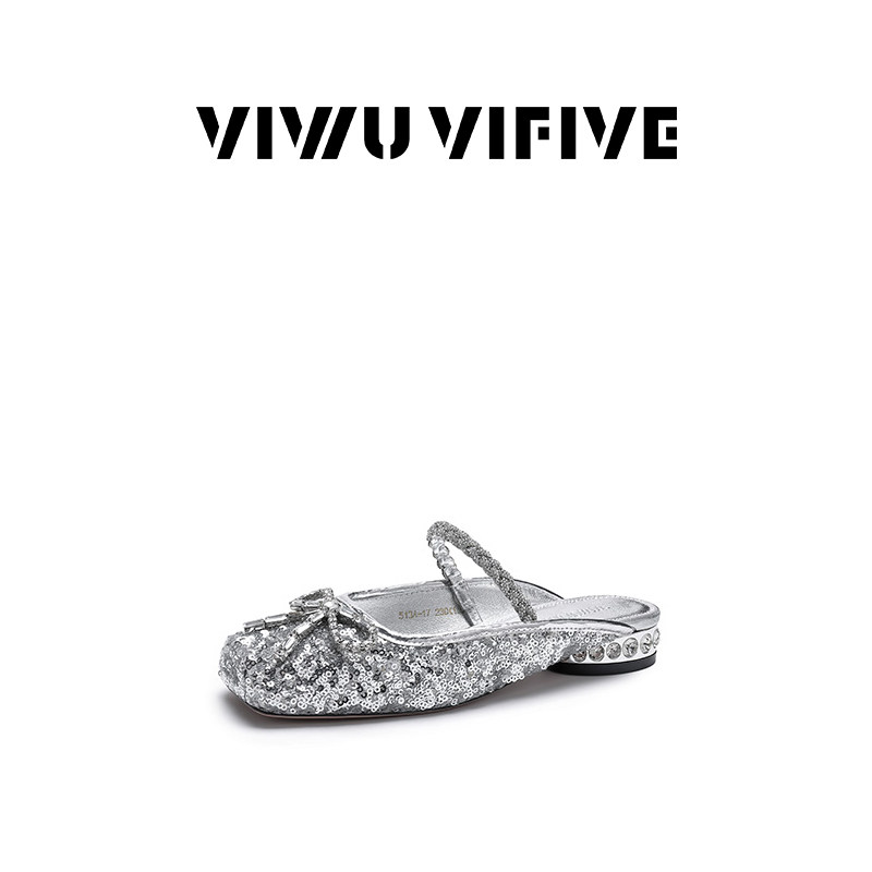 「星光&middot;拖」2025新款爆款银色外穿穆勒鞋明星同款包头凉拖鞋女