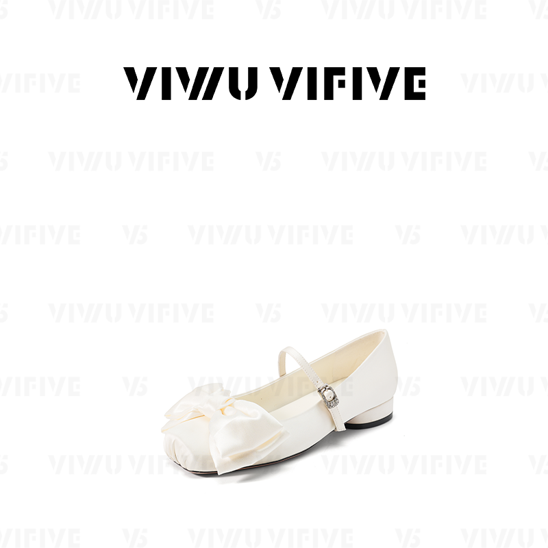 V5 VIWU·VIFIVE「云纱」真丝单鞋法式甜美蝴蝶结低跟玛丽珍婚鞋,女鞋,玛丽珍鞋,淘宝优惠券,粉丝福利购,淘宝优惠卷