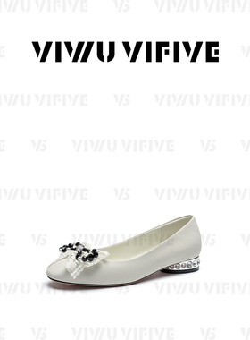 V5 VIWU·VIFIVE「婉吟」玛丽珍鞋气质小香风粗跟蝴蝶结浅口单鞋