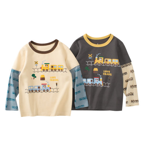 27kids品牌纯棉长袖T恤假两件
