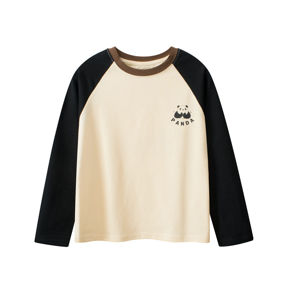 GRrr品牌纯棉春秋季长袖T恤男女中大童拼色插肩袖熊猫打底衫亲子,童装/婴儿装/亲子装,T恤,淘宝优惠券,粉丝福利购,淘宝优惠卷